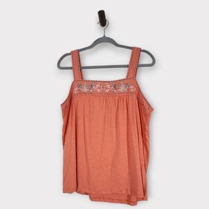 Embroidered Coral Tank Top